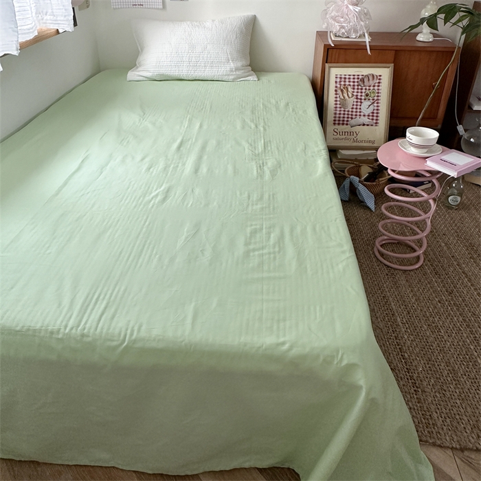 91家纺网 家纺一手货源 找家纺 恋恋三季 2024新款全棉单品床笠床单 全棉斜纹-浅绿