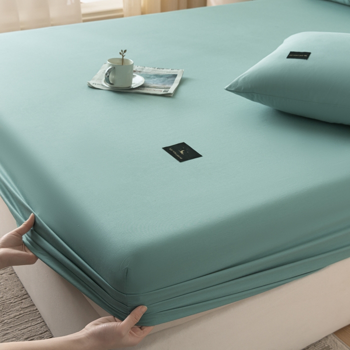 91家纺网 家纺一手货源 找家纺 鑫钰 2024新款A类新疆长绒棉床笠-星月 	 星月-莺茶绿