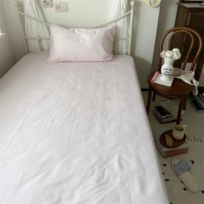 91家纺网 家纺一手货源 找家纺 恋恋三季 2024新款全棉单品床笠床单 全棉斜纹-baby粉