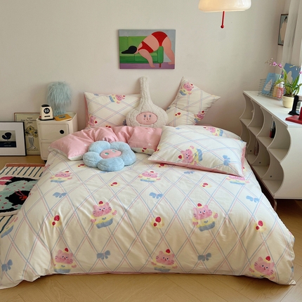 91家纺网 家纺一手货源 找家纺 （总）希文 2024新款全棉卡通印花四件套