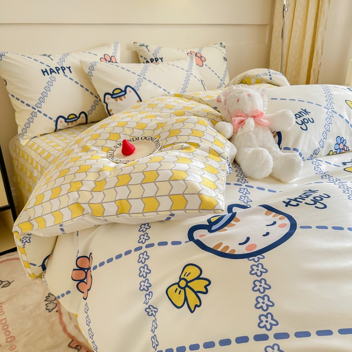 91家纺网 家纺一手货源 找家纺 （总）呗旺鹿 2024新款小清新全棉纯棉四件套