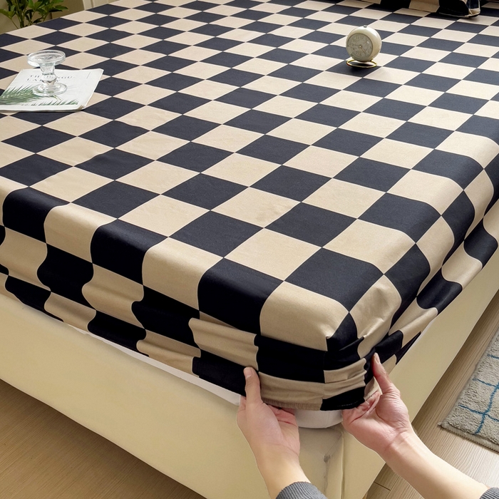 91家纺网 家纺一手货源 找家纺  楠沐家纺 2025新款印花亲肤芦荟棉水洗棉床笠 米卡