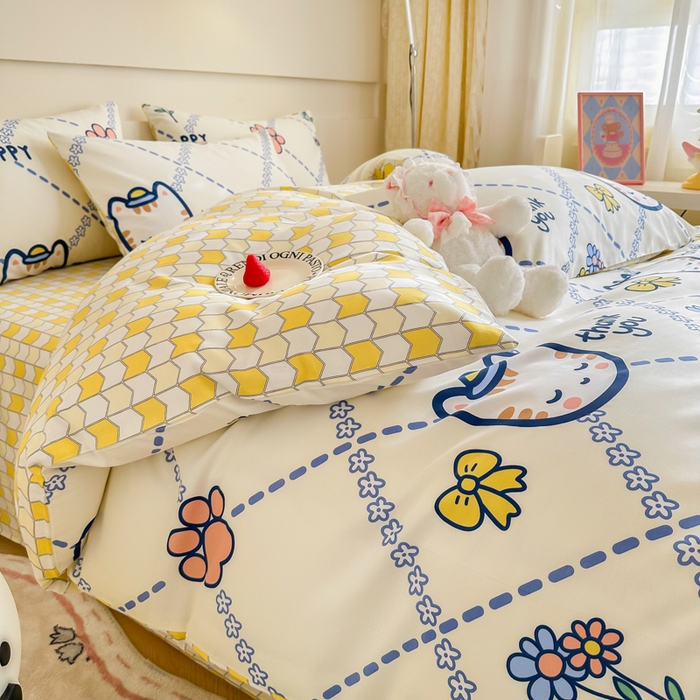 91家纺网 家纺一手货源 找家纺 （总）呗旺鹿 2024新款小清新全棉纯棉四件套