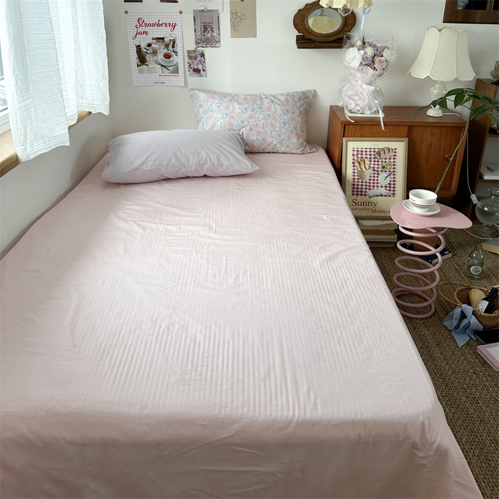 91家纺网 家纺一手货源 找家纺 恋恋三季 2024新款全棉单品床笠床单 全棉斜纹-浅粉