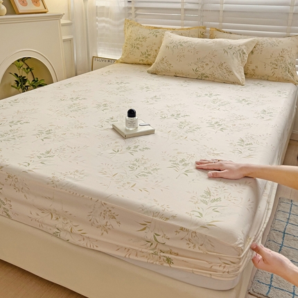 91家纺网 家纺一手货源 找家纺 （总） 楠沐家纺 2025新款印花亲肤芦荟棉水洗棉床笠