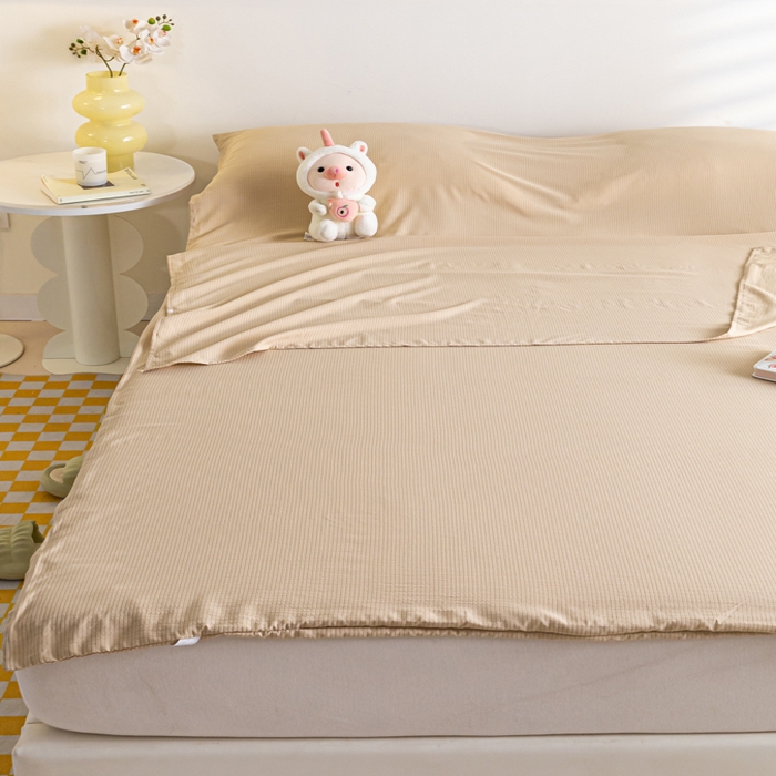 91家纺网 家纺一手货源 找家纺 梦之岛 2024新款A类泡泡棉酒店隔脏旅行睡袋 泡泡棉-浅驼色