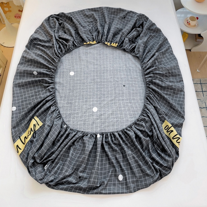 91家纺网 家纺一手货源 找家纺  楠沐家纺 2026新款印花亲肤芦荟棉水洗棉床笠 潮格