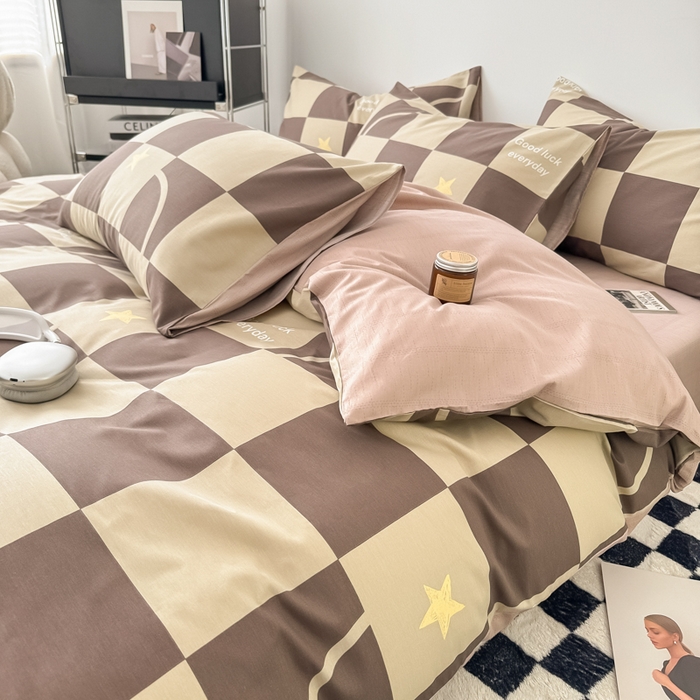 91家纺网 家纺一手货源 找家纺 呗旺鹿 2024新款休闲风全棉纯棉四件套 巧乐兹