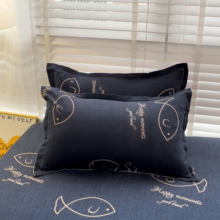 91家纺网 家纺一手货源 找家纺  楠沐家纺 2026新款印花亲肤芦荟棉水洗棉床笠 小鲸鱼