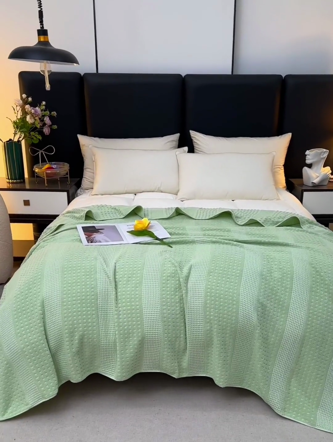 91家纺网 家纺一手货源 找家纺 雯雨家纺 2024老式怀旧A类纯棉毛巾被 蜂窝墨绿