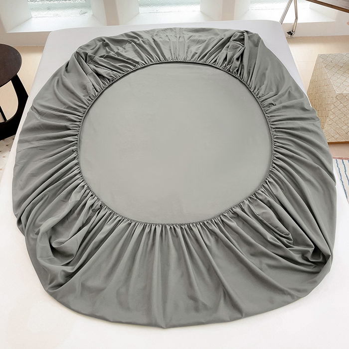 91家纺网 家纺一手货源 找家纺  楠沐家纺 2025新款纯色亲肤芦荟棉水洗棉床笠 灰色