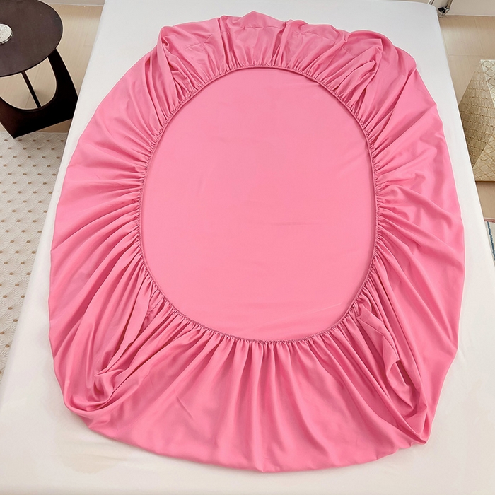 91家纺网 家纺一手货源 找家纺  楠沐家纺 2025新款纯色亲肤芦荟棉水洗棉床笠 玖红