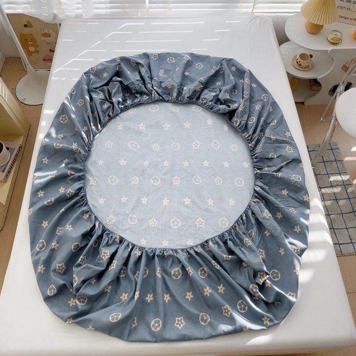 91家纺网 家纺一手货源 找家纺  楠沐家纺 2026新款印花亲肤芦荟棉水洗棉床笠 凯瑞拉