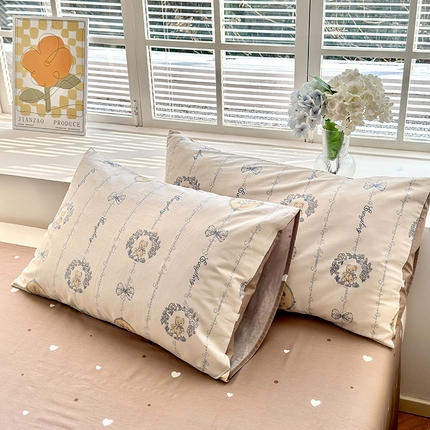 沐棉家居 2024新款小清新全棉13372印花单枕套 麦卡