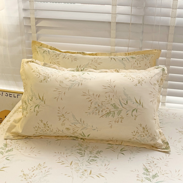 91家纺网 家纺一手货源 找家纺  楠沐家纺 2026新款印花亲肤芦荟棉水洗棉床笠 仙草