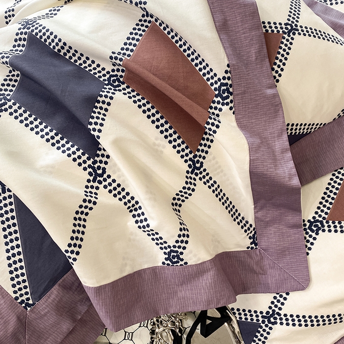 91家纺网 家纺一手货源 找家纺 金奇达 2024新款全棉宽边轻奢四件套 格拉