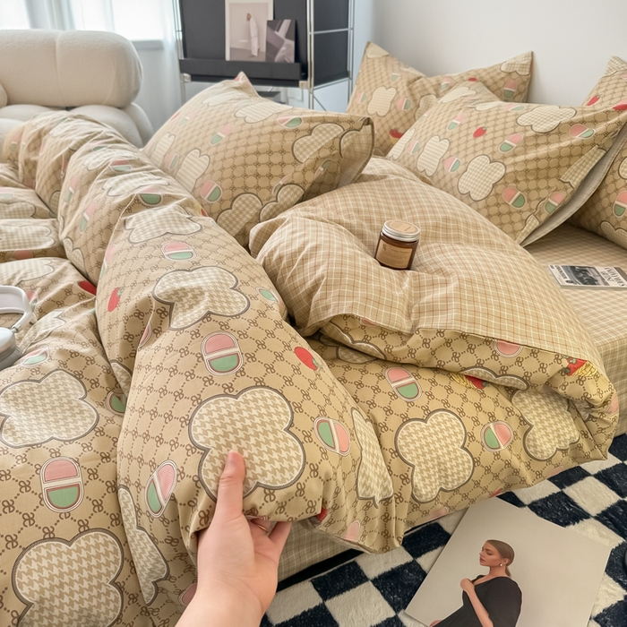 91家纺网 家纺一手货源 找家纺 呗旺鹿 2024新款休闲风全棉纯棉四件套 保罗