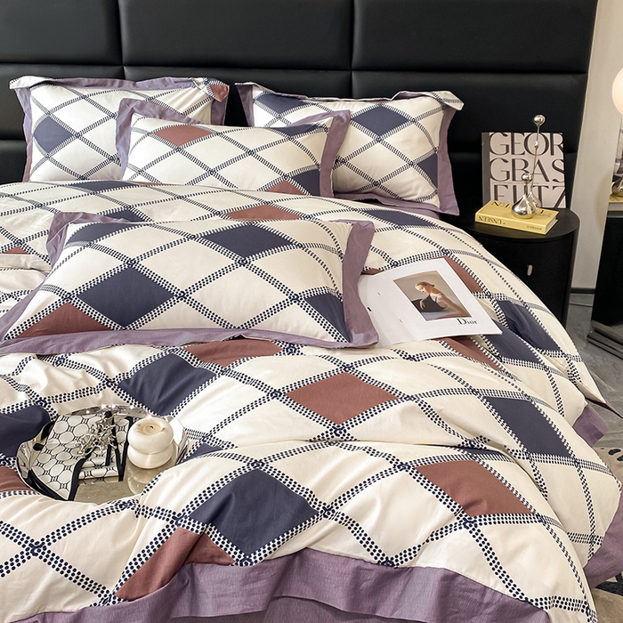 91家纺网 家纺一手货源 找家纺 金奇达 2024新款全棉宽边轻奢四件套 格拉