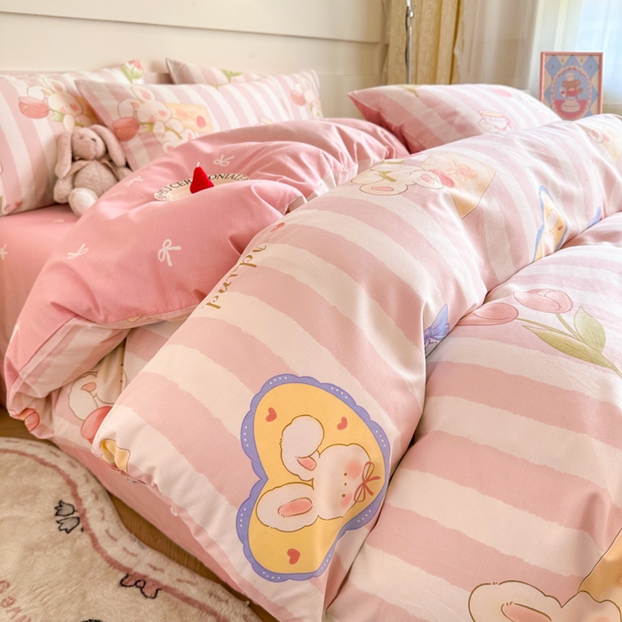 91家纺网 家纺一手货源 找家纺 呗旺鹿 2024新款小清新全棉纯棉四件套瑞贝卡