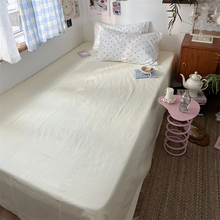 91家纺网 家纺一手货源 找家纺 恋恋三季 2024新款全棉单品床笠床单 全棉斜纹-奶黄