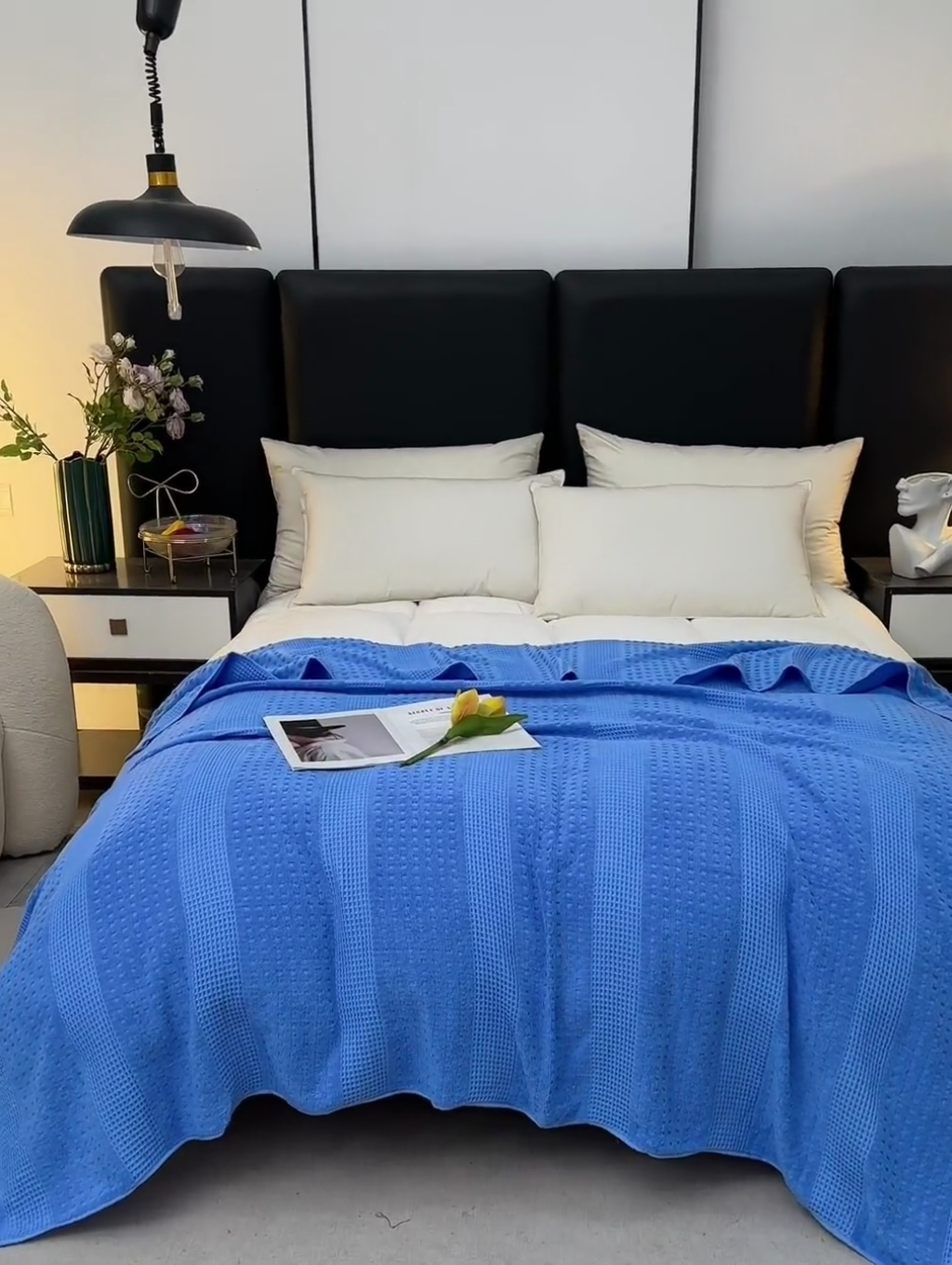 91家纺网 家纺一手货源 找家纺 雯雨家纺 2024老式怀旧A类纯棉毛巾被 蜂窝深蓝