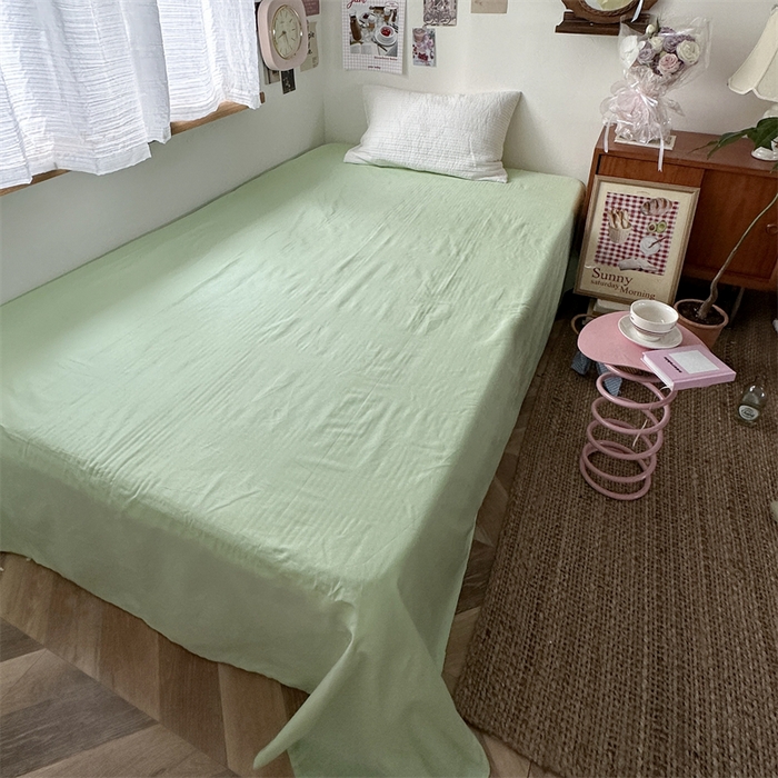 91家纺网 家纺一手货源 找家纺 恋恋三季 2024新款全棉单品床笠床单 全棉斜纹-浅绿