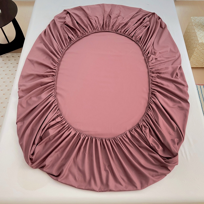 91家纺网 家纺一手货源 找家纺  楠沐家纺 2025新款纯色亲肤芦荟棉水洗棉床笠 深豆沙