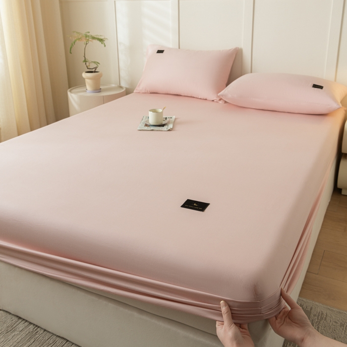 91家纺网 家纺一手货源 找家纺 鑫钰 2024新款A类新疆长绒棉床笠-星月 	 星月-茱萸粉