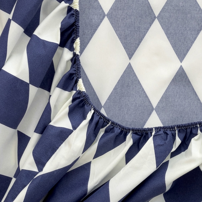 91家纺网 家纺一手货源 找家纺  楠沐家纺 2025新款印花亲肤芦荟棉水洗棉床笠 克莱因蓝