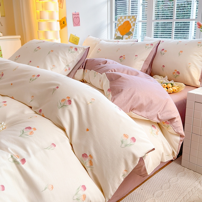 91家纺网 家纺一手货源 找家纺 沐棉家居 2024新款小清新全棉13372印花单被套 浅浅花香