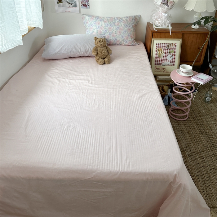 91家纺网 家纺一手货源 找家纺 恋恋三季 2024新款全棉单品床笠床单 全棉斜纹-浅粉