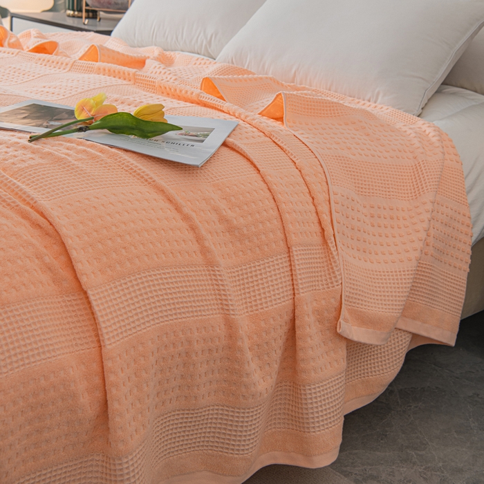 91家纺网 家纺一手货源 找家纺 雯雨家纺 2024老式怀旧A类纯棉毛巾被 蜂窝玉色