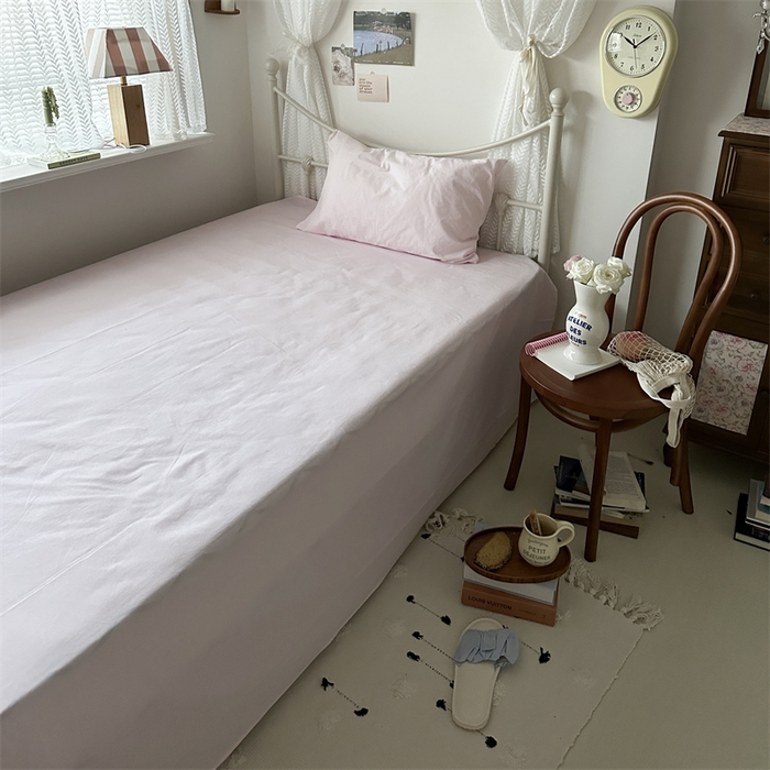 91家纺网 家纺一手货源 找家纺 恋恋三季 2024新款全棉单品床笠床单 全棉斜纹-baby粉