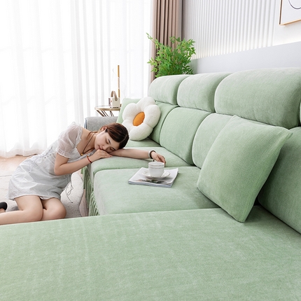 沐沐 2026新款雪尼尔裙边沙发笠 抹茶绿