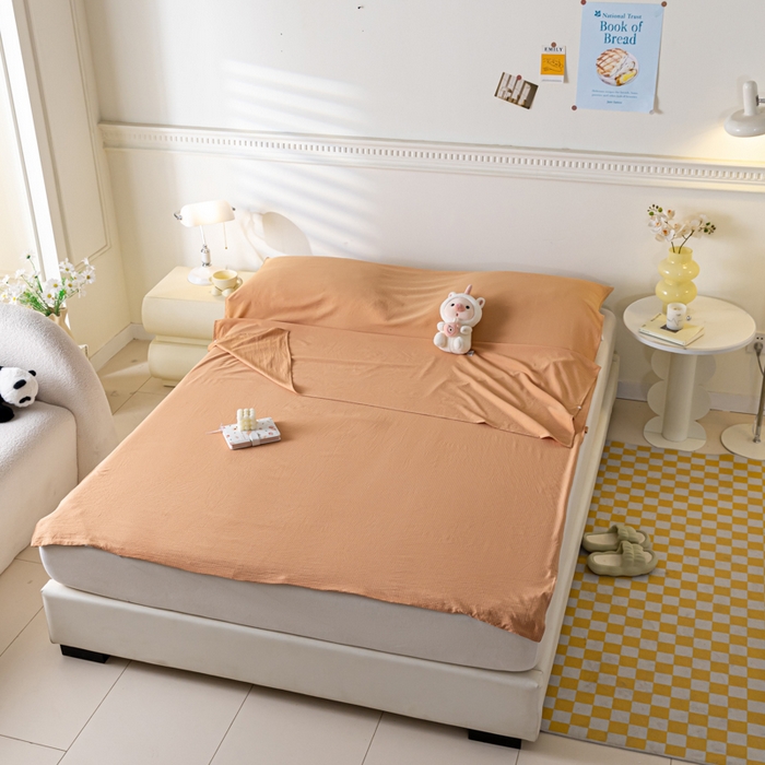 91家纺网 家纺一手货源 找家纺 梦之岛 2024新款A类泡泡棉酒店隔脏旅行睡袋 泡泡棉-焦糖色