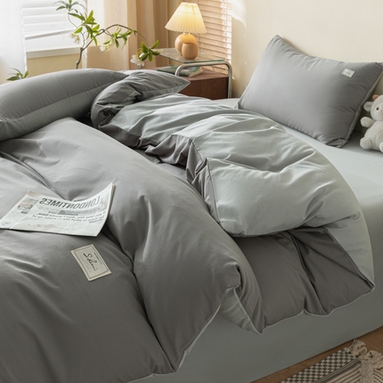 91家纺网 家纺一手货源 找家纺 （总）木子家纺 2024新款纯色双拼40支全棉水洗棉四件套