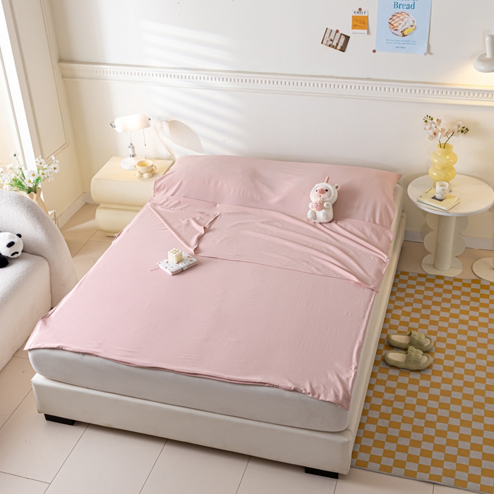 91家纺网 家纺一手货源 找家纺 梦之岛 2024新款A类泡泡棉酒店隔脏旅行睡袋 泡泡棉-奶油粉