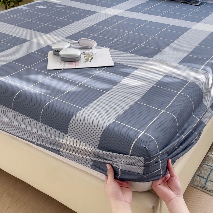 91家纺网 家纺一手货源 找家纺  楠沐家纺 2026新款印花亲肤芦荟棉水洗棉床笠 优格