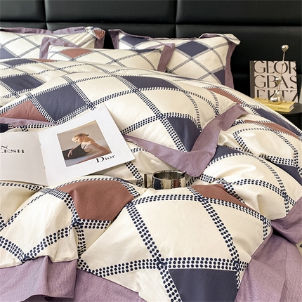 91家纺网 家纺一手货源 找家纺 金奇达 2024新款全棉宽边轻奢四件套 格拉