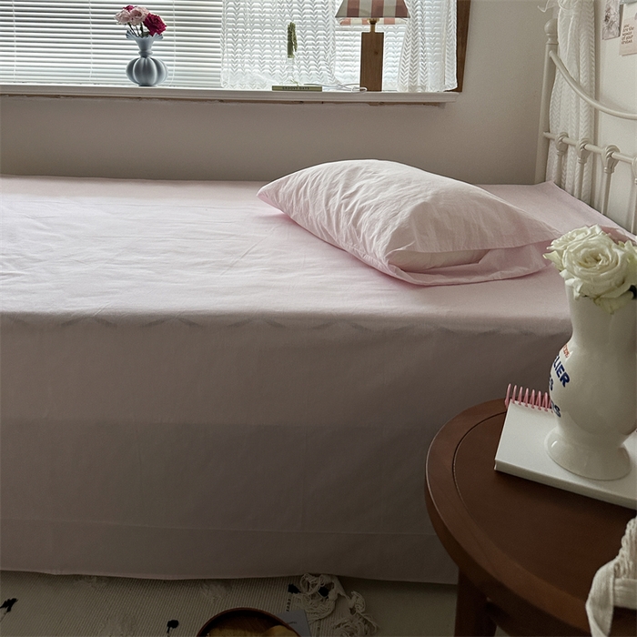 91家纺网 家纺一手货源 找家纺 恋恋三季 2024新款全棉单品床笠床单 全棉斜纹-baby粉