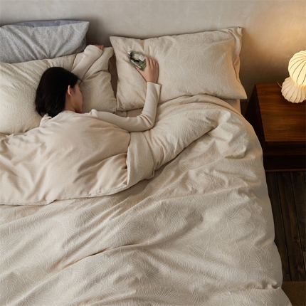 91家纺网 家纺一手货源 找家纺 玉宇阁 2024新款全棉双色大提花四件套清欢 清欢-米色