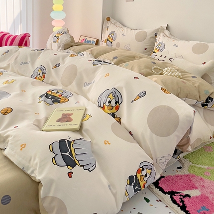 91家纺网 家纺一手货源 找家纺 （总）乐童 2024新款直播爆款13070纯棉印花吊边款一字绣四件套