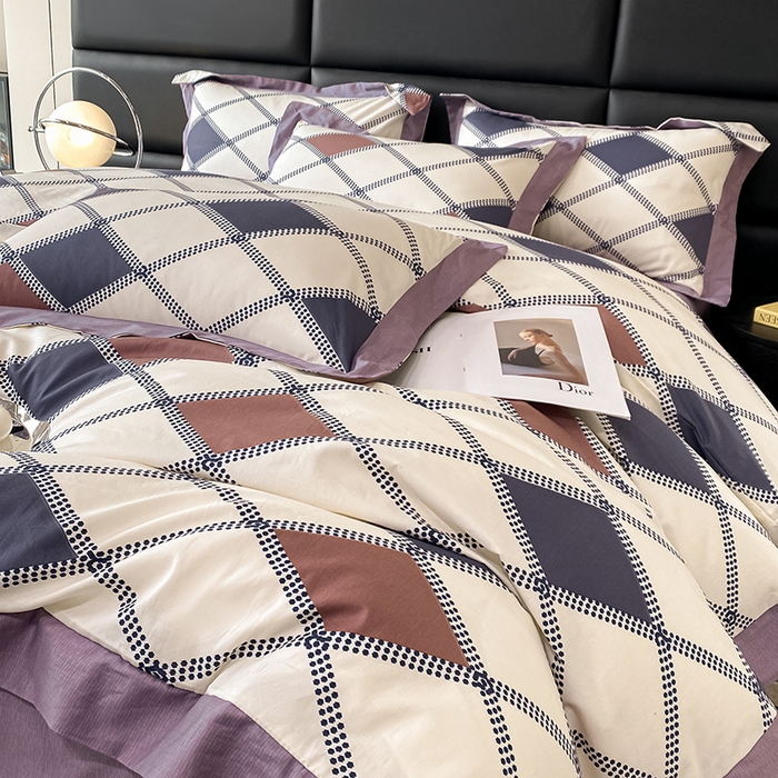 91家纺网 家纺一手货源 找家纺 金奇达 2024新款全棉宽边轻奢四件套 格拉