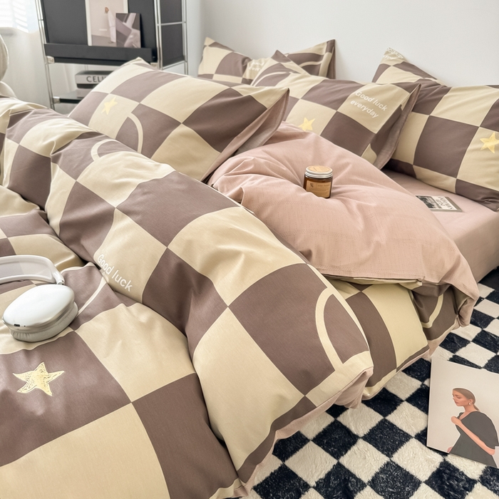 91家纺网 家纺一手货源 找家纺 呗旺鹿 2024新款休闲风全棉纯棉四件套 巧乐兹