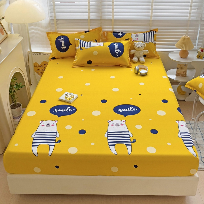 91家纺网 家纺一手货源 找家纺  楠沐家纺 2026新款印花亲肤芦荟棉水洗棉床笠 熊本