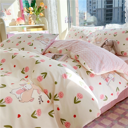 91家纺网 家纺一手货源 找家纺 （总） 琪格格纺织 2024新款13372全棉印花小清新四件套