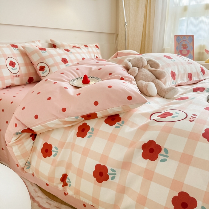 91家纺网 家纺一手货源 找家纺 呗旺鹿 2024新款小清新全棉纯棉四件套若摇