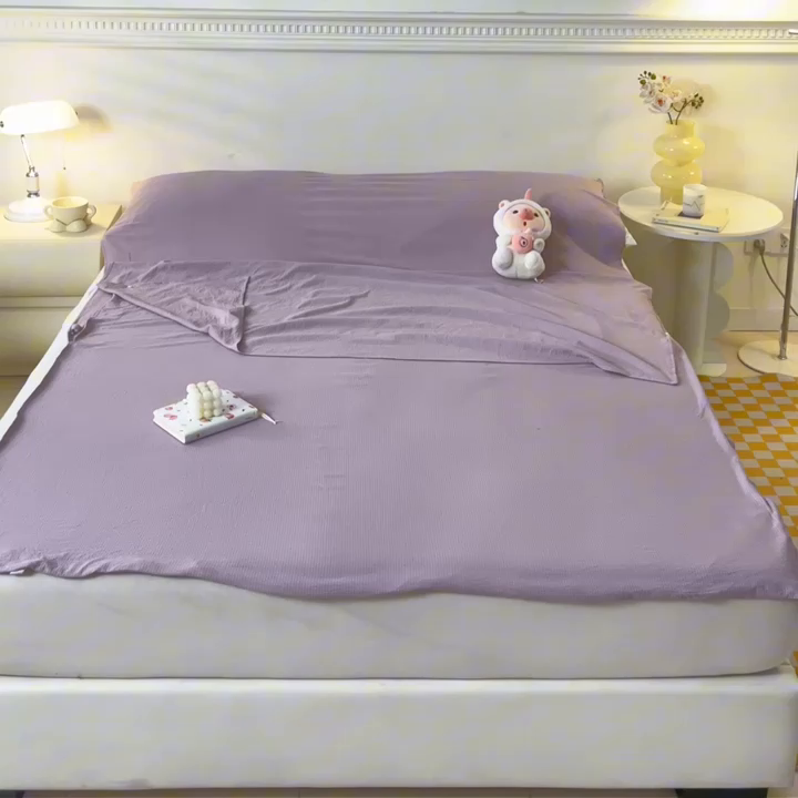 91家纺网 家纺一手货源 找家纺 梦之岛 2024新款A类泡泡棉酒店隔脏旅行睡袋 泡泡棉-香芋紫