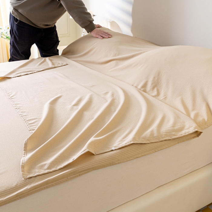 91家纺网 家纺一手货源 找家纺 梦之岛 2024新款A类泡泡棉酒店隔脏旅行睡袋 泡泡棉-浅驼色