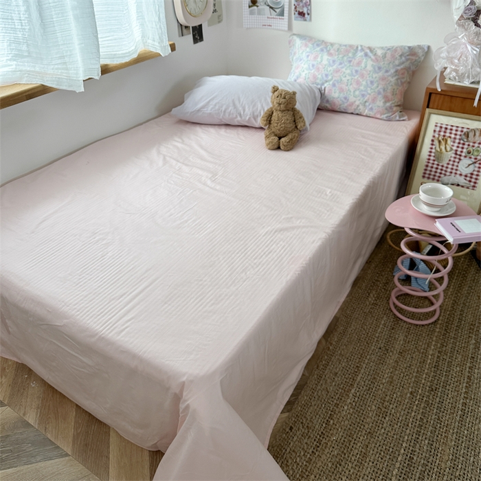 91家纺网 家纺一手货源 找家纺 恋恋三季 2024新款全棉单品床笠床单 全棉斜纹-浅粉